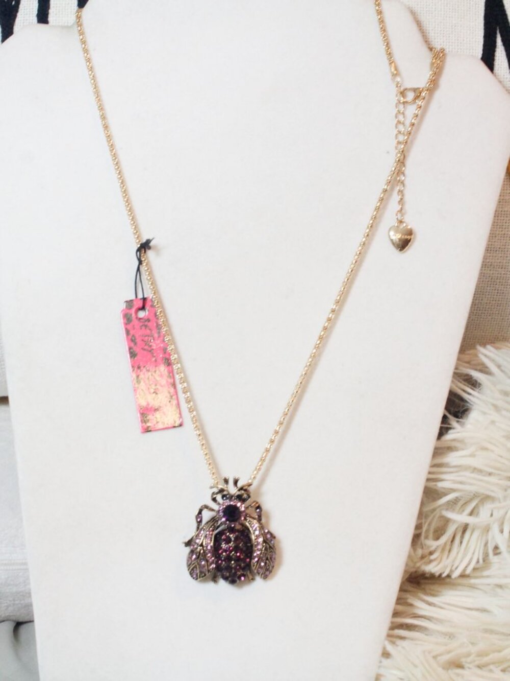 Betsey Johnson Purple Crystal Rhinestone Bee Bumble Bee Insect Pin or Necklace - Picture 11 of 11